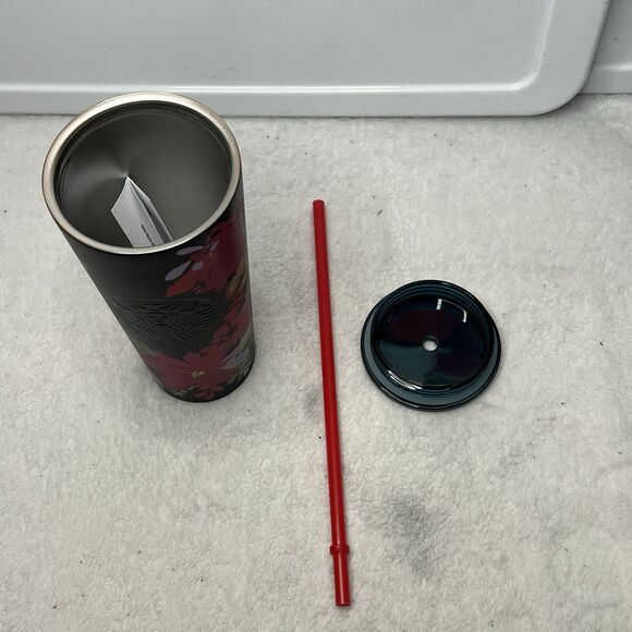 Starbucks Holiday Christmas 2021 Dark Green Poinsettia Metal Tumbler 16oz New - Picture 7 of 8